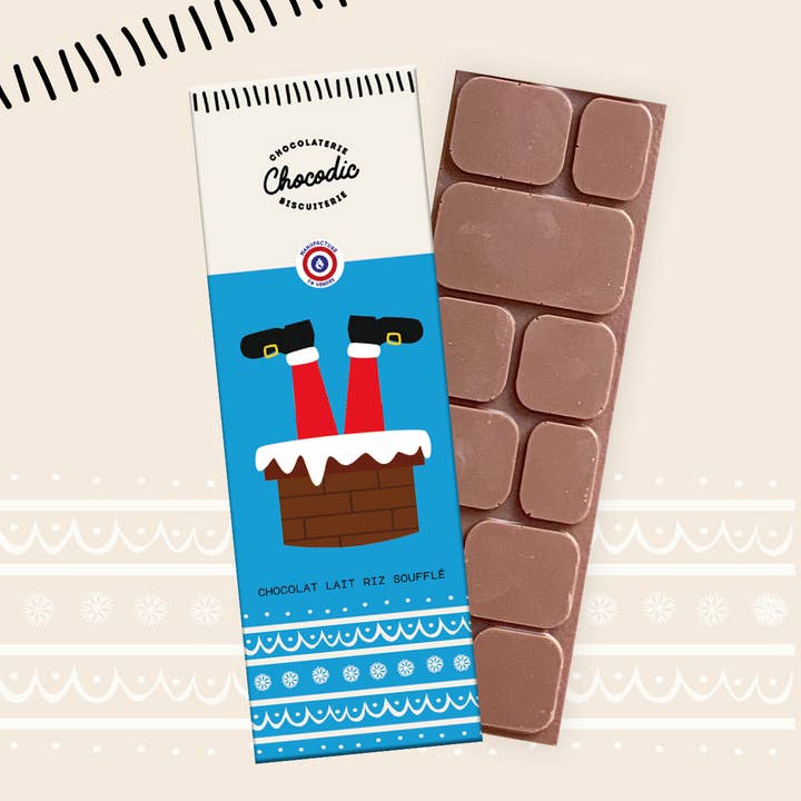 CHRISTMAS PUFFED RICE MILK CHOCOLATE BAR for wholesale by CHOCODIC