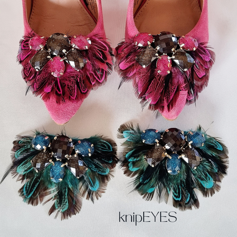 knipEYES – wholesale Shoe jewellery – Women’s – Shoeclips & Fashionclips Feather - Blue/Grey (per pair)7