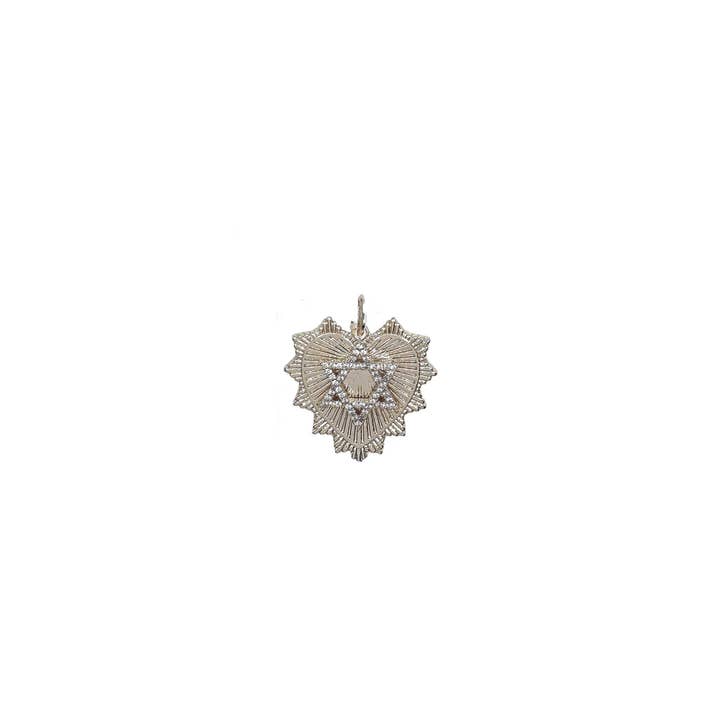 Love, Lisa - Wholesale Individual Charm/Pendant - Cubic Zirconia Jewish Star of David Heart Pendant Charm