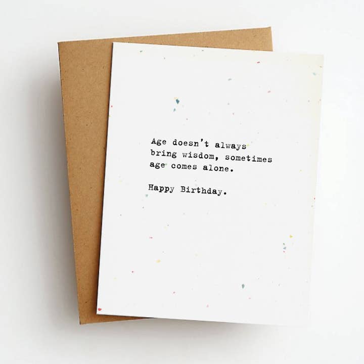 Age Comes Alone Funny Birthday Greeting Card for wholesale by Skel & Co