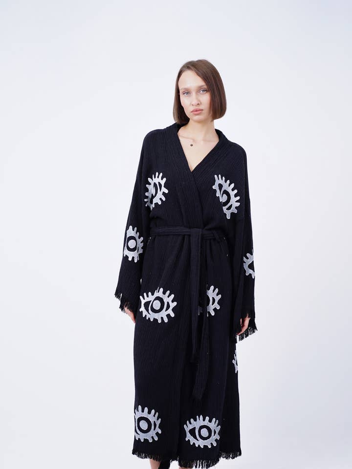 Artesanal Evil Eye Festival de Boho Kimono, Boho Beachwear por atacado de Bodho