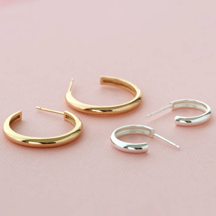 Kris Nations - Wholesale Hoop Earrings - Hollow Hoop Earrings 18K Gold Vermeil | Sterling Silver 15mm and 25mm Hoops Post Closure Nickel Free Hypoallergenic Ships from CA10
