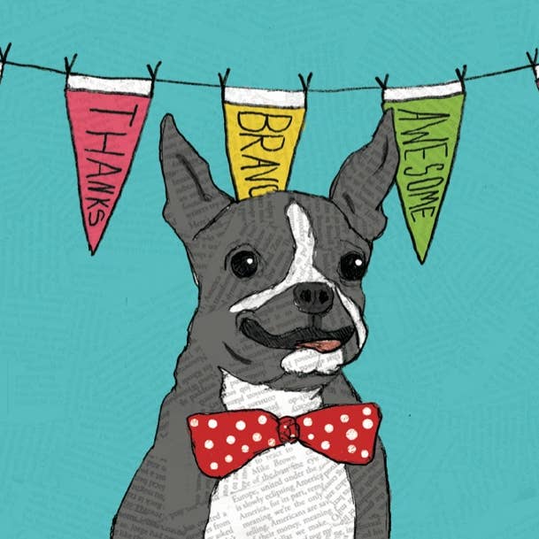 Dog Bowtie Thank You Blank Cards (4 bar) - Boxset for wholesale by THE FOUND