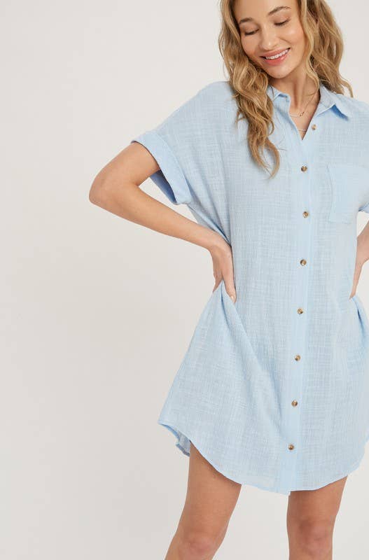 Peace Love Line - Wholesale Dress - Women's - SLG8322 - BUTTON UP SHIRT DRESS0