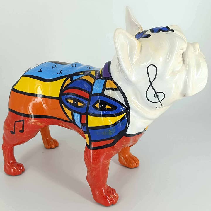 JULIARTE - Wholesale Decorative Figurine - FRENCH BULLDOG PICASSO PIANO - Handpainted Art Figurine
