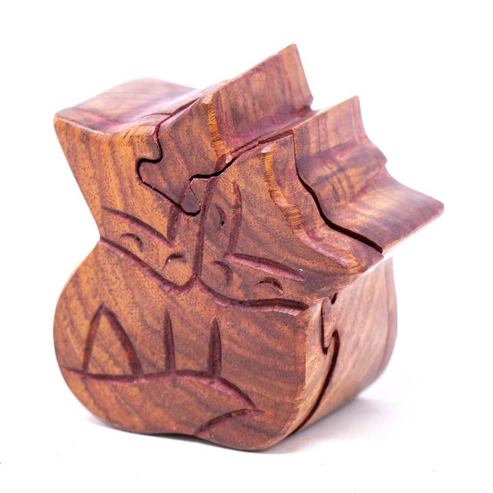 Global Crafts – wholesale Decorative box – Sheesham Wood Carved Fox Puzzle Box0