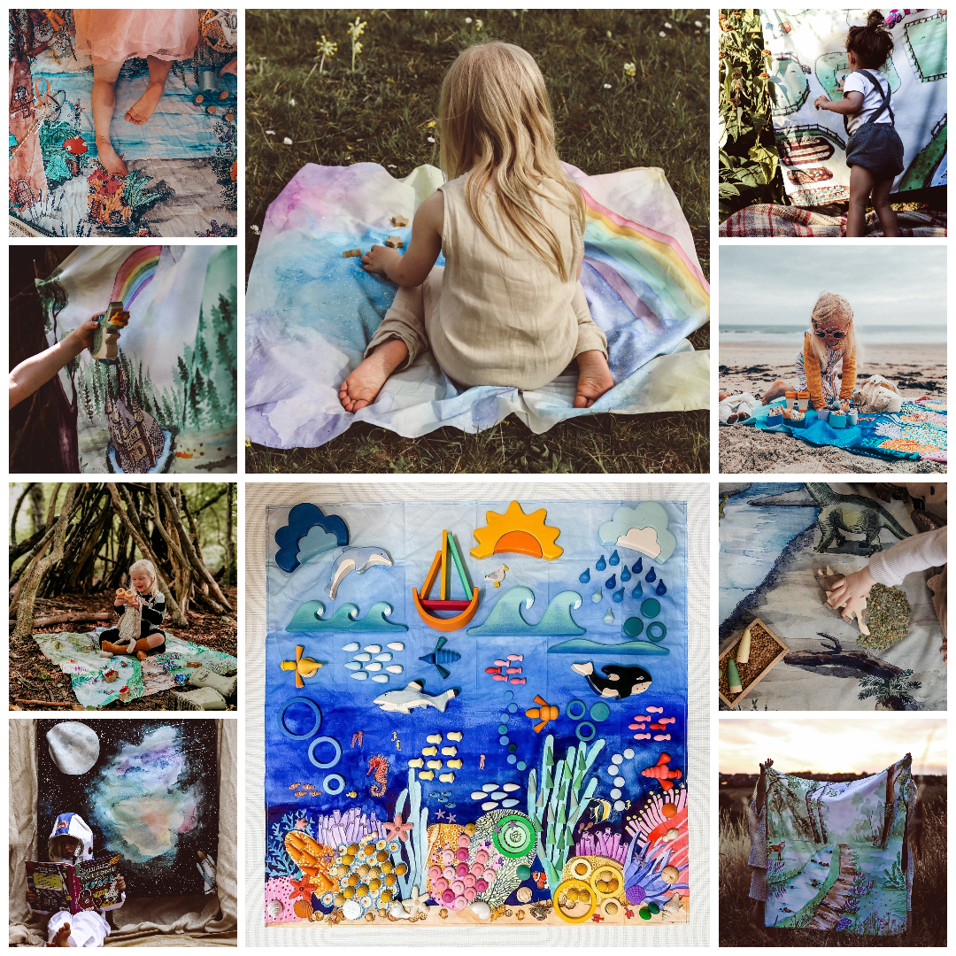 The Wonderie - Organic Cotton Play Cloths - Vente Tapisserie/textile - Tissu de Jeu Jardin des Fées – Jouet Écologique en Coton Bio1