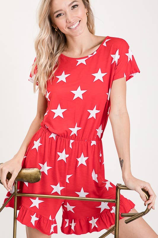 HEIMISH - Wholesale Romper - Women's - SP1030-15 PLUS SHORT SLEEVE ROUND NECK STAR PRINT ROMPER14