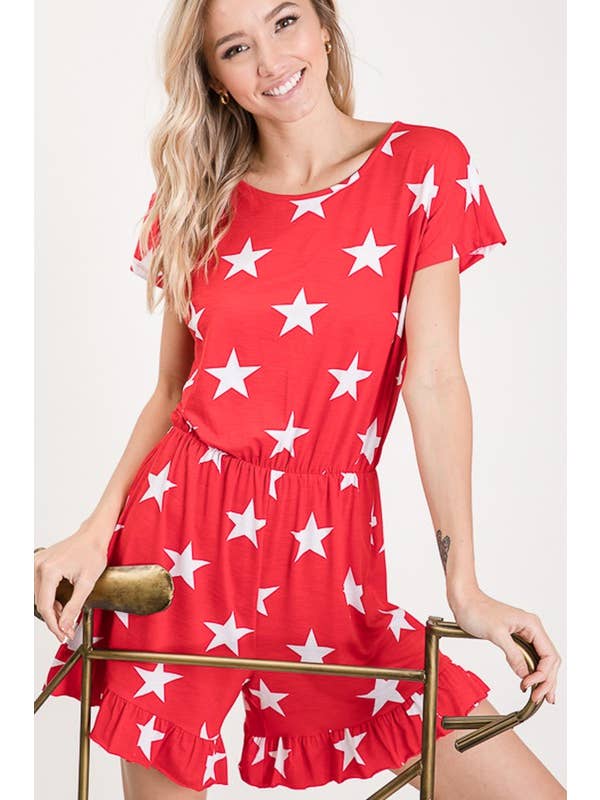 HEIMISH - Wholesale Romper - Women's - SP1030-15 PLUS SHORT SLEEVE ROUND NECK STAR PRINT ROMPER14