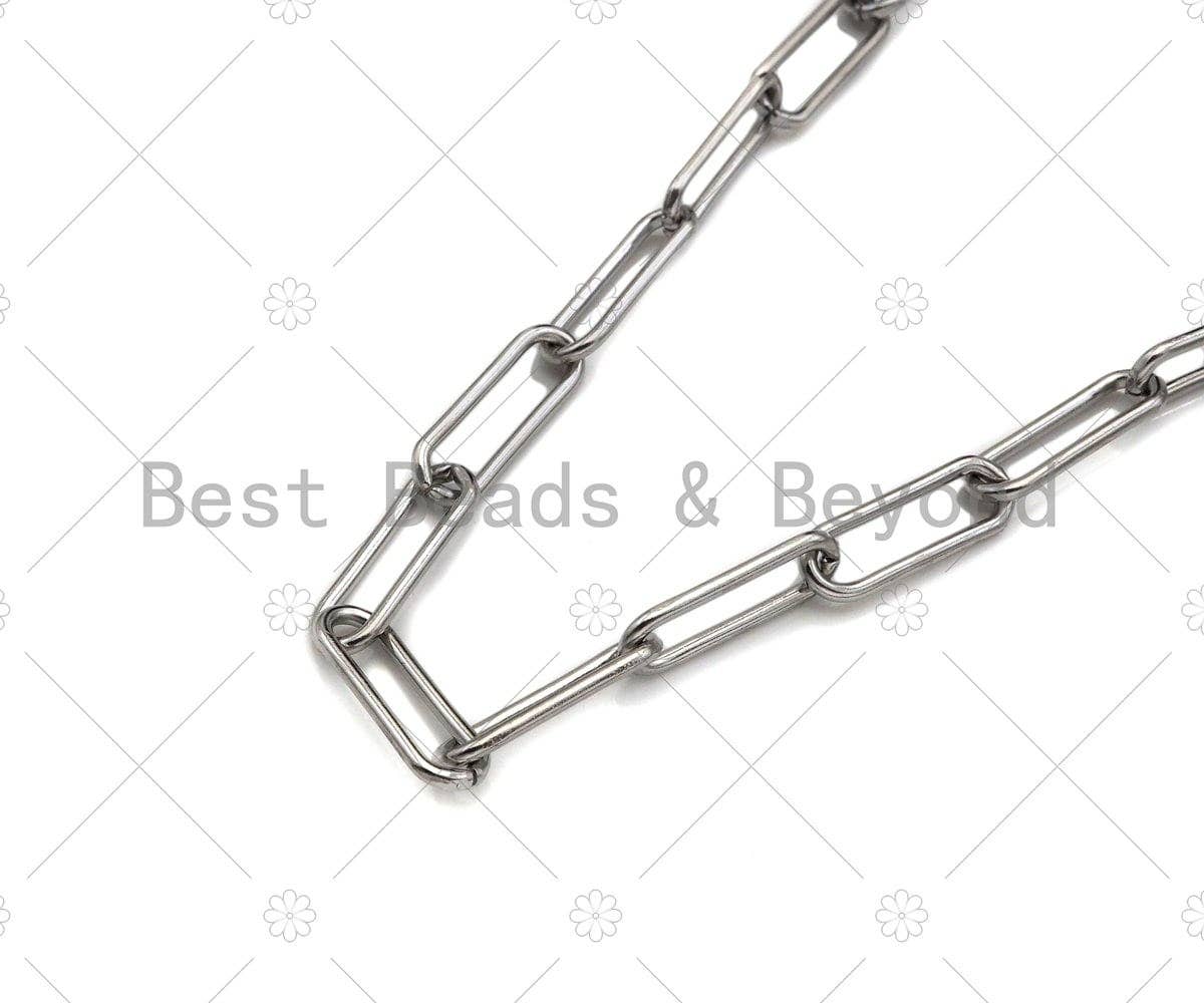 BestBeads&Beyond - Wholesale Link & Chain Necklace - Non-tarnish Stainless Steel Paper Clip Chain, 7x19mm, Antique Silver Color Unfinished Jewelry Chains, Wholesale Chain,sku#A1011