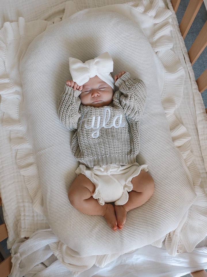 Petite + Co - Wholesale Knitted jumper – Baby - CHUNKY KNIT JUMPER - STONE3