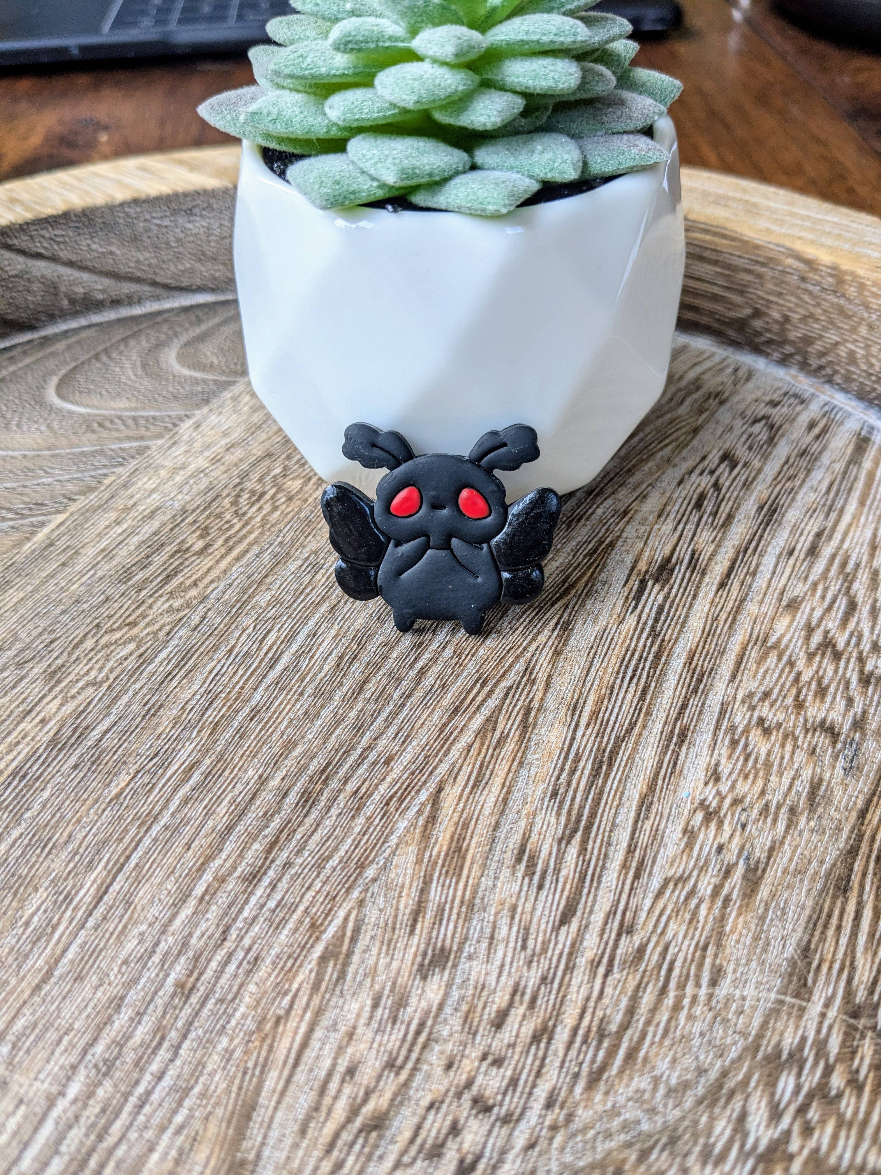 Stag and Branch - Wholesale Lapel Pin/Button - Moth Man Polymer Clay Pin2