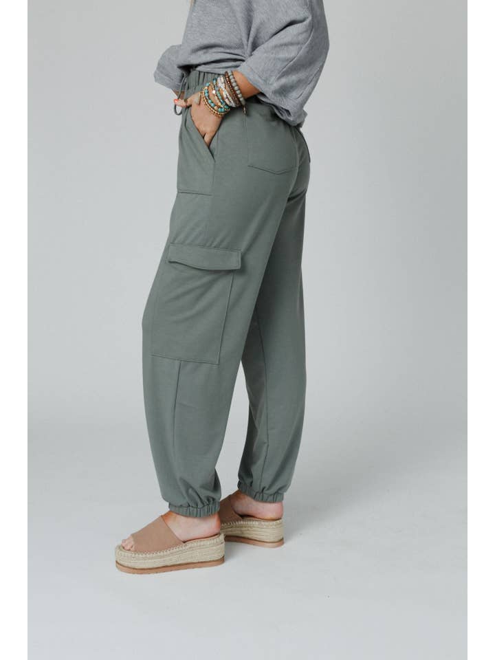 Three Bird Nest - Wholesale Pants - Women's - Easy Mornings Cinched Pants - Light Olive