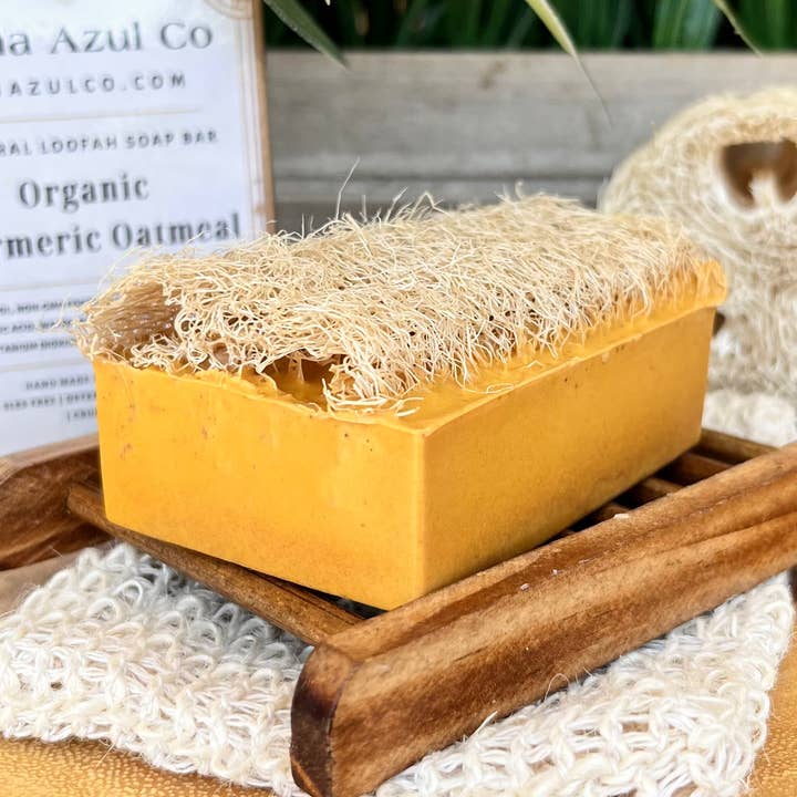 Sabonete Esfoliante de Aveia e Açafrão-da-Índia por atacado de Luna Azul Co