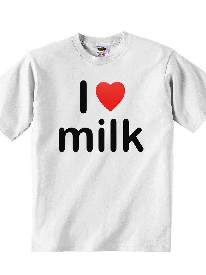 I Love Milk - Maglietta per bambino per la vendita all'ingrosso da parte di Little Ratbag