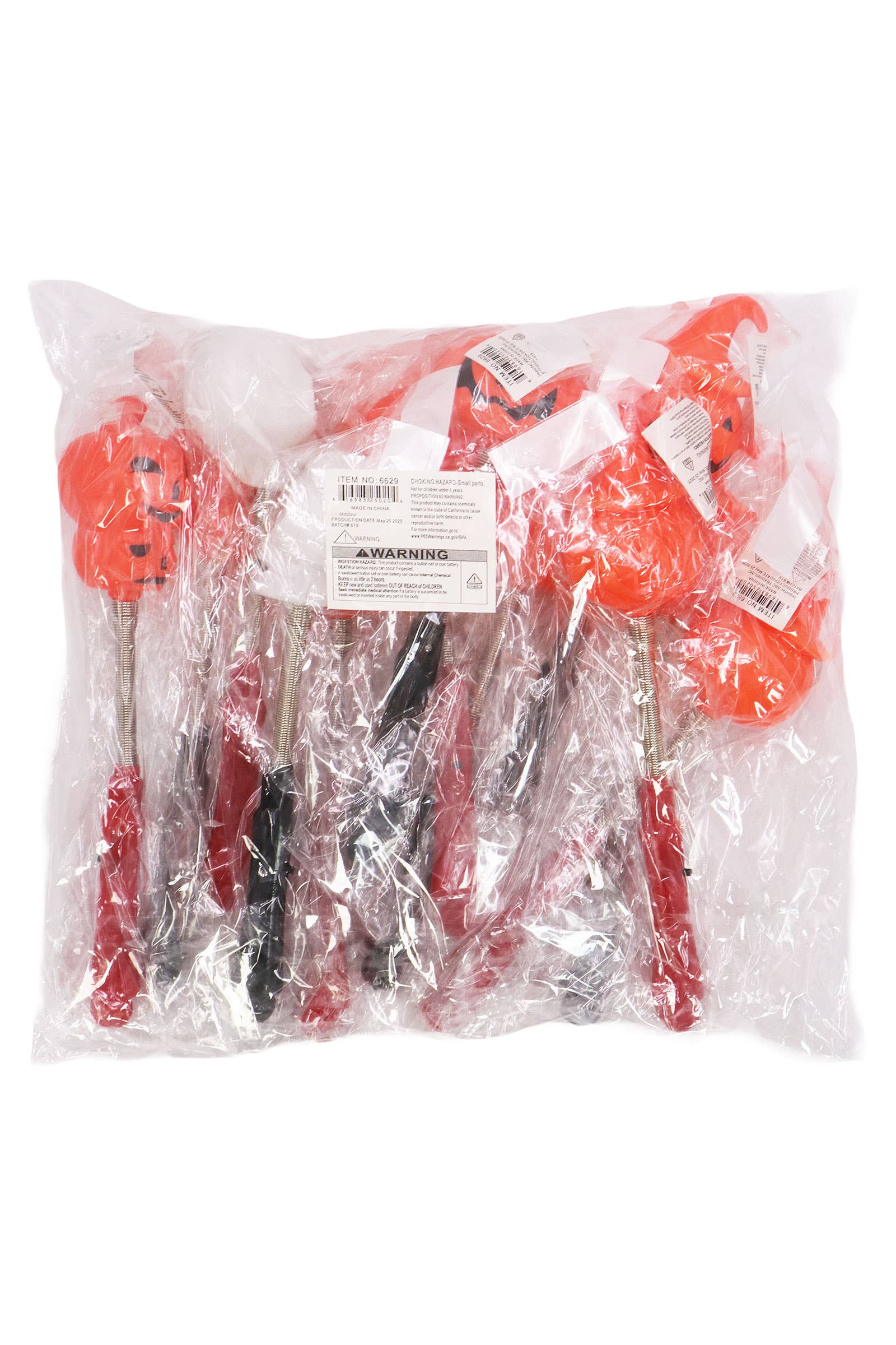 ASSORTI Baguette lumineuse à LED avec tête de Halloween suspendue sur ressort en vente sur Faire15