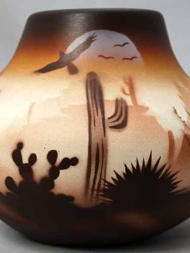 46057 Brown Sonora Desert 7 1/2 x 6 Bowl for wholesale by Cedar Mesa Pottery