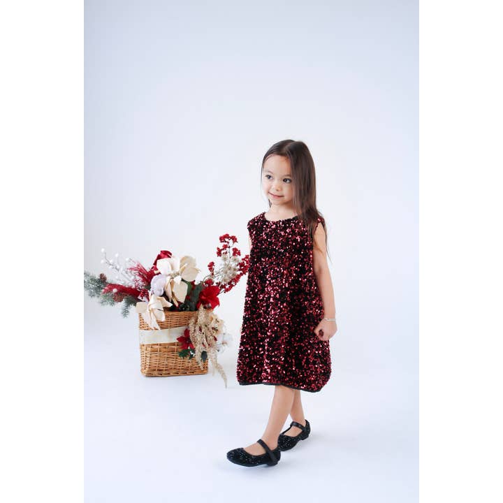 Doe a Dear - Wholesale Dress - Kids - 17128 Sleeveless Sequin Dress w/ Back Velvet Bow (2 Colors)9