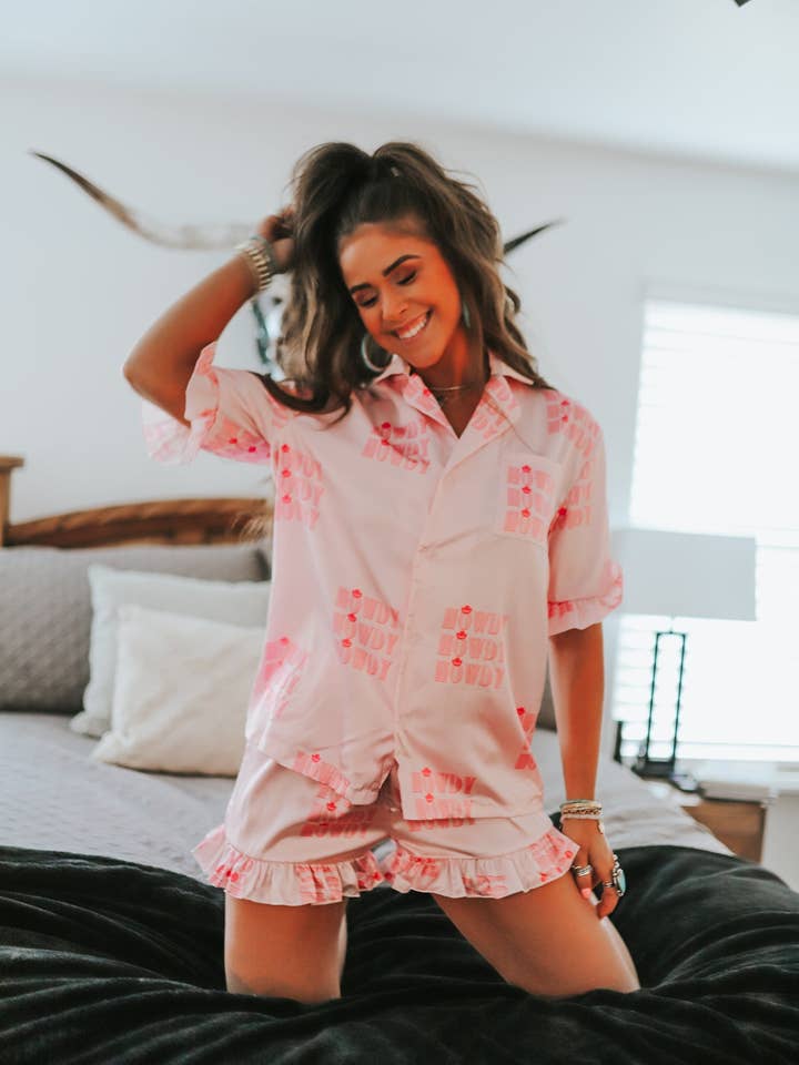 The Front Porch Label - Wholesale Sleepwear set – Women's - Pink Howdy Pajama Set1