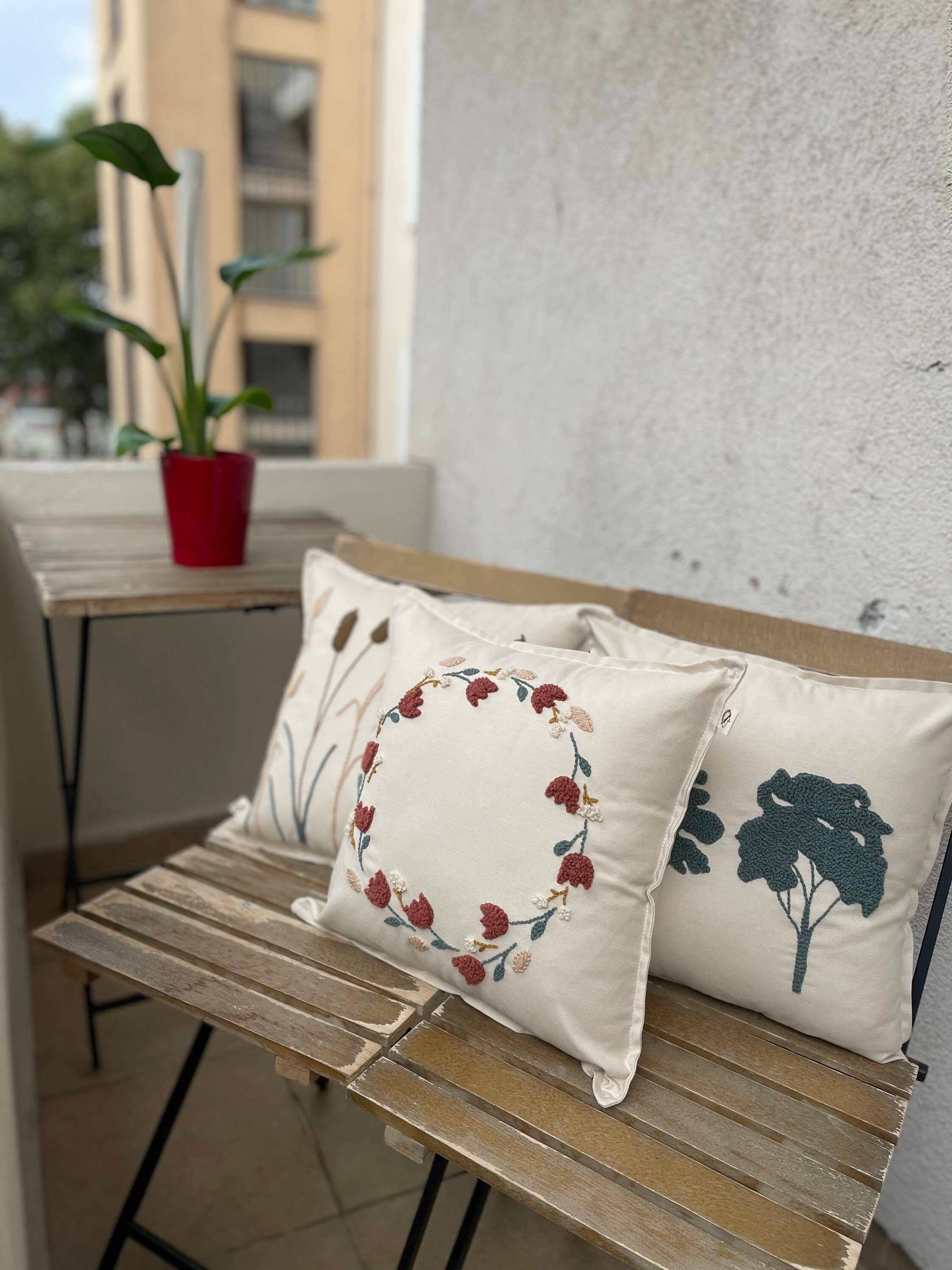 Punch Simple - Vente Housse de coussin - Housse de coussin en forme de roseaux brodés à l'aiguille perforée4