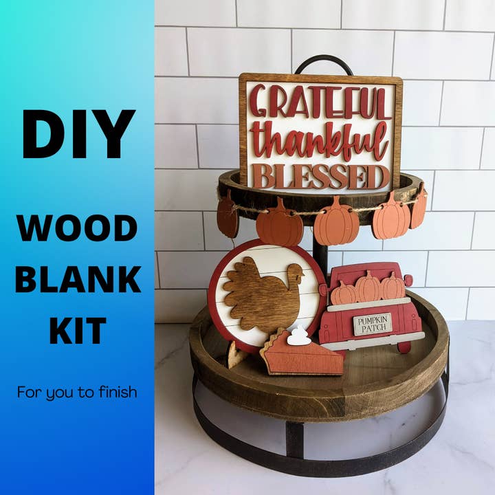 Kit de flans en bois pour plateau à étages Thanksgiving pour la vente par Sunshine Creations FLA