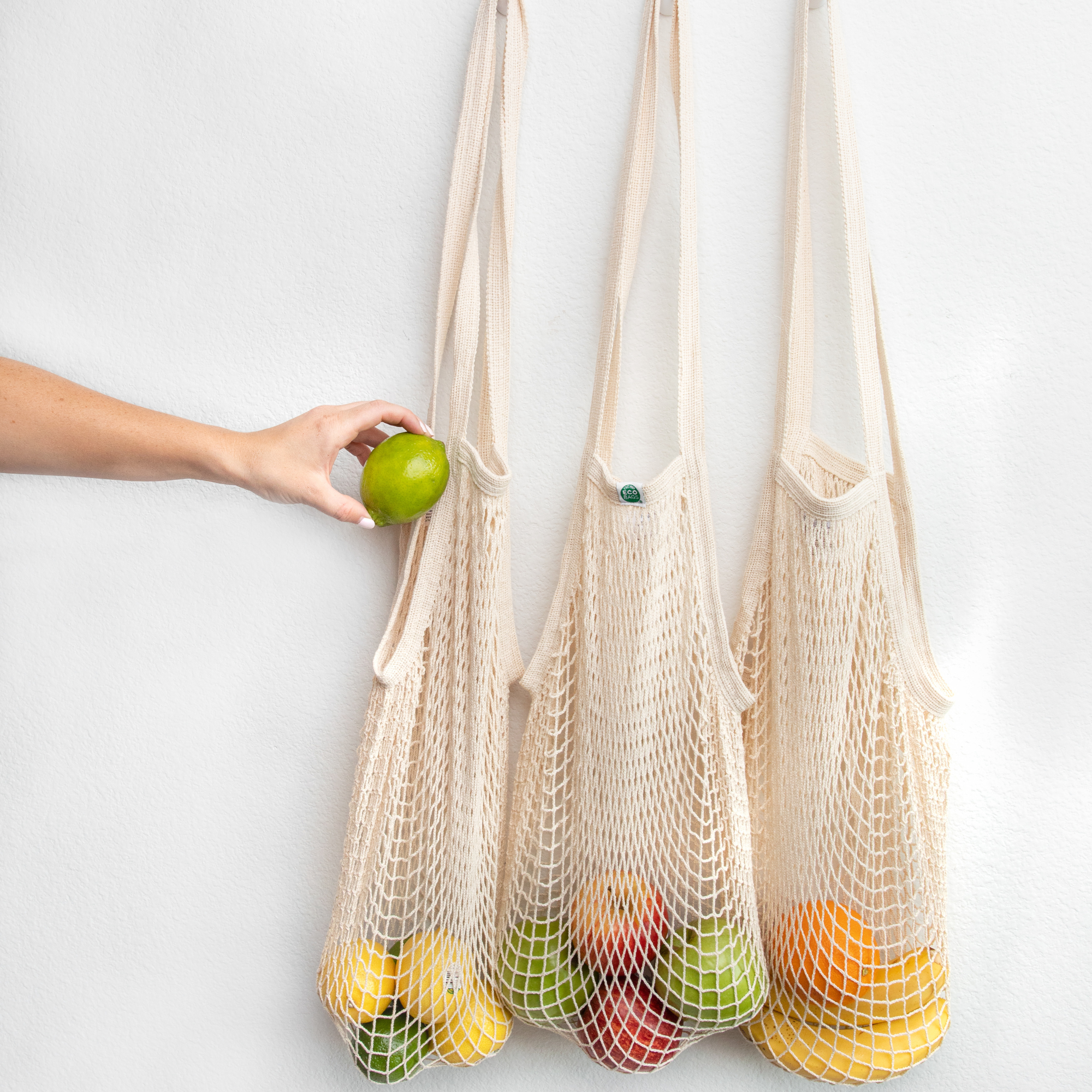 ECOBAGS - Vente Sac porté épaule – unisexe - Sac filet à longues anses en coton1