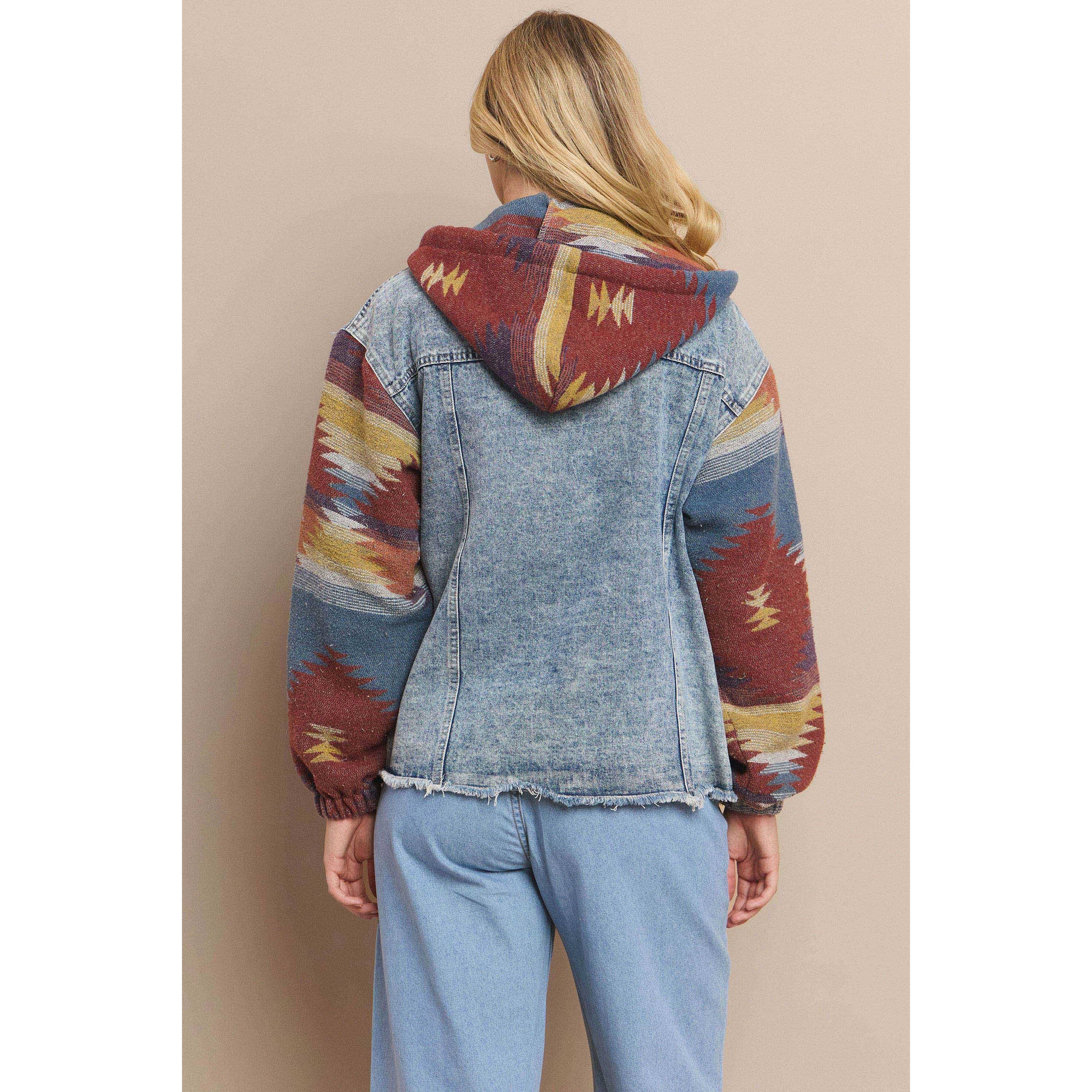 Mapcie – wholesale Shirt Jacket/Shacket - Women’s – WASHED AZTEC DENIM SHACKET WITH POCKET9