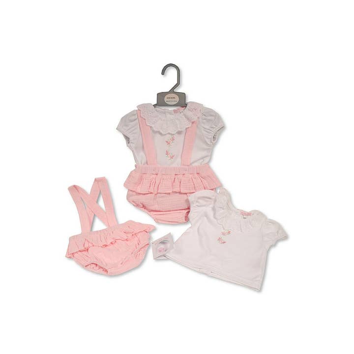 Baby Girls 2 pcs Set with Embroidery - Flowers - 6291 for wholesale by Sheldon International