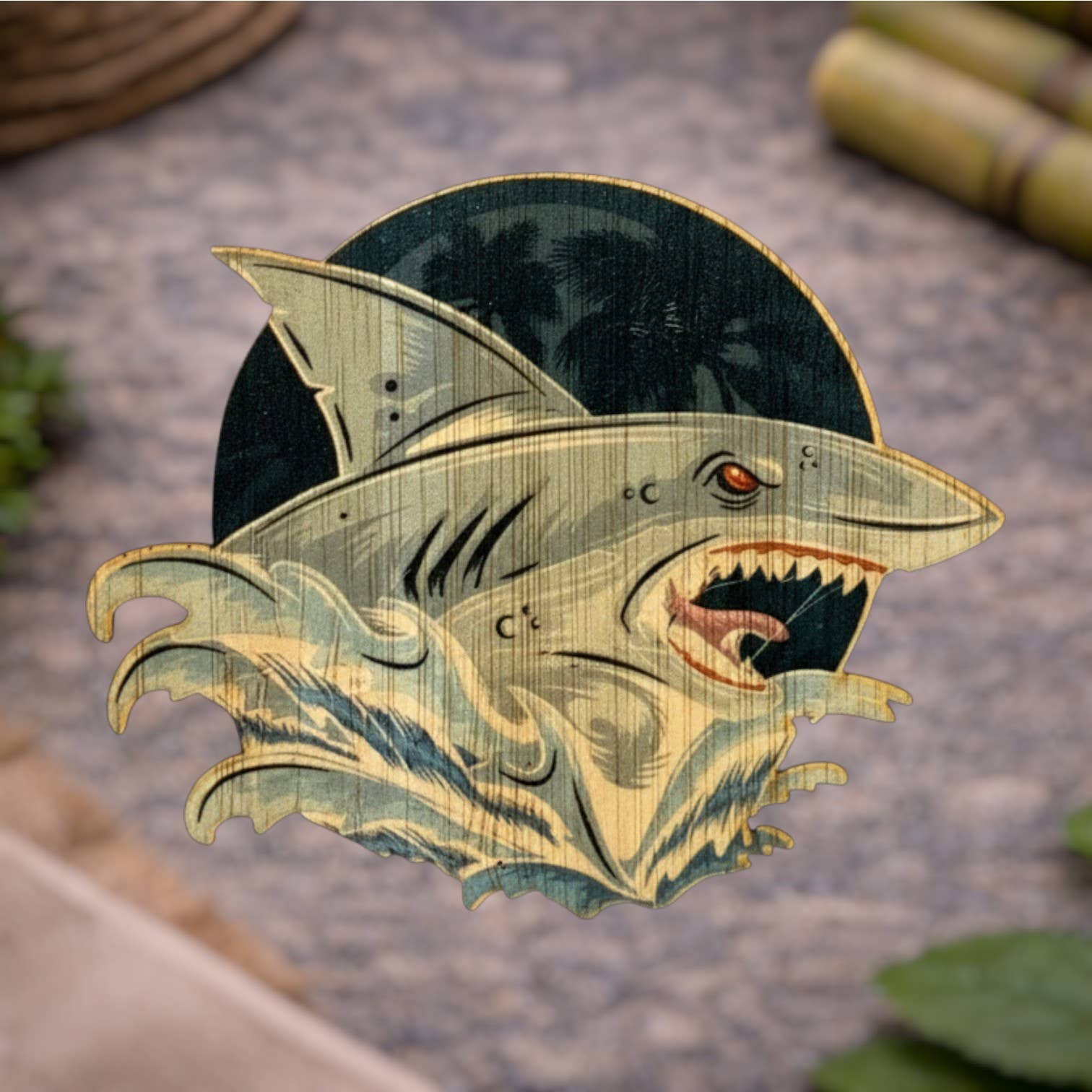 Bamboo Wood Stickers – wholesale Sticker – Shark Eco-Friendly Bamboo Sticker0