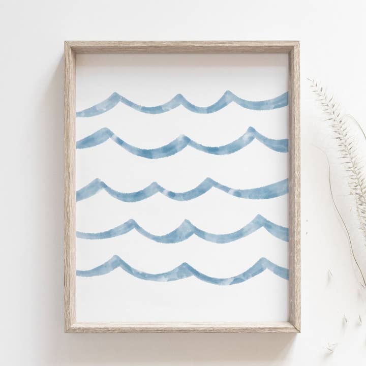 Watercolor Waves Illustration / Handmade Giclée Print for wholesale by Bleu Marie Artwork