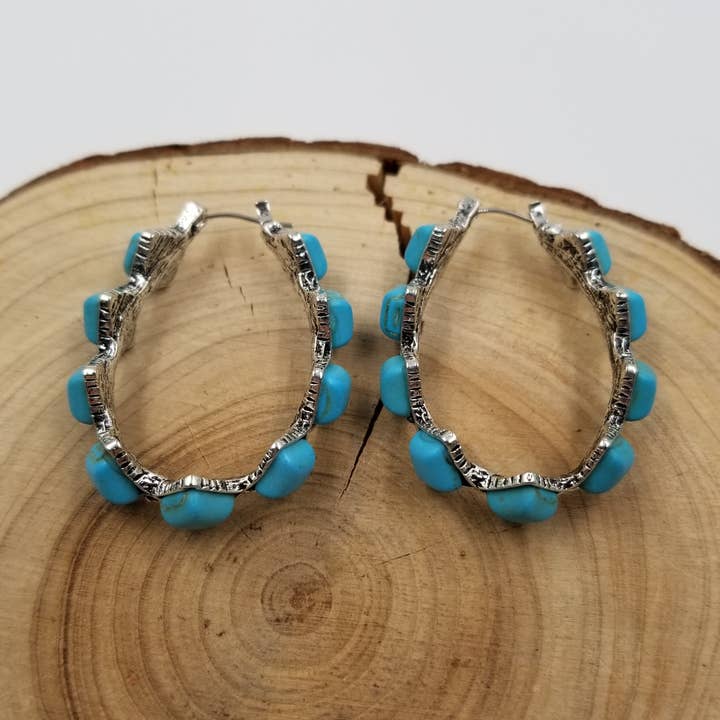 Pendientes de turquesa en forma de diamante para venta al por mayor de CHAKRA JEWELRY