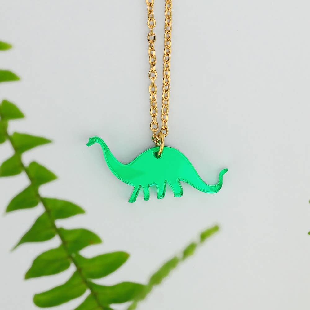 Green Apatosaurus Charm Necklace for wholesale on Faire0