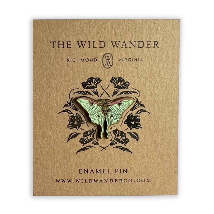 Luna Moth Enamel Pin for wholesale by The Wild Wander