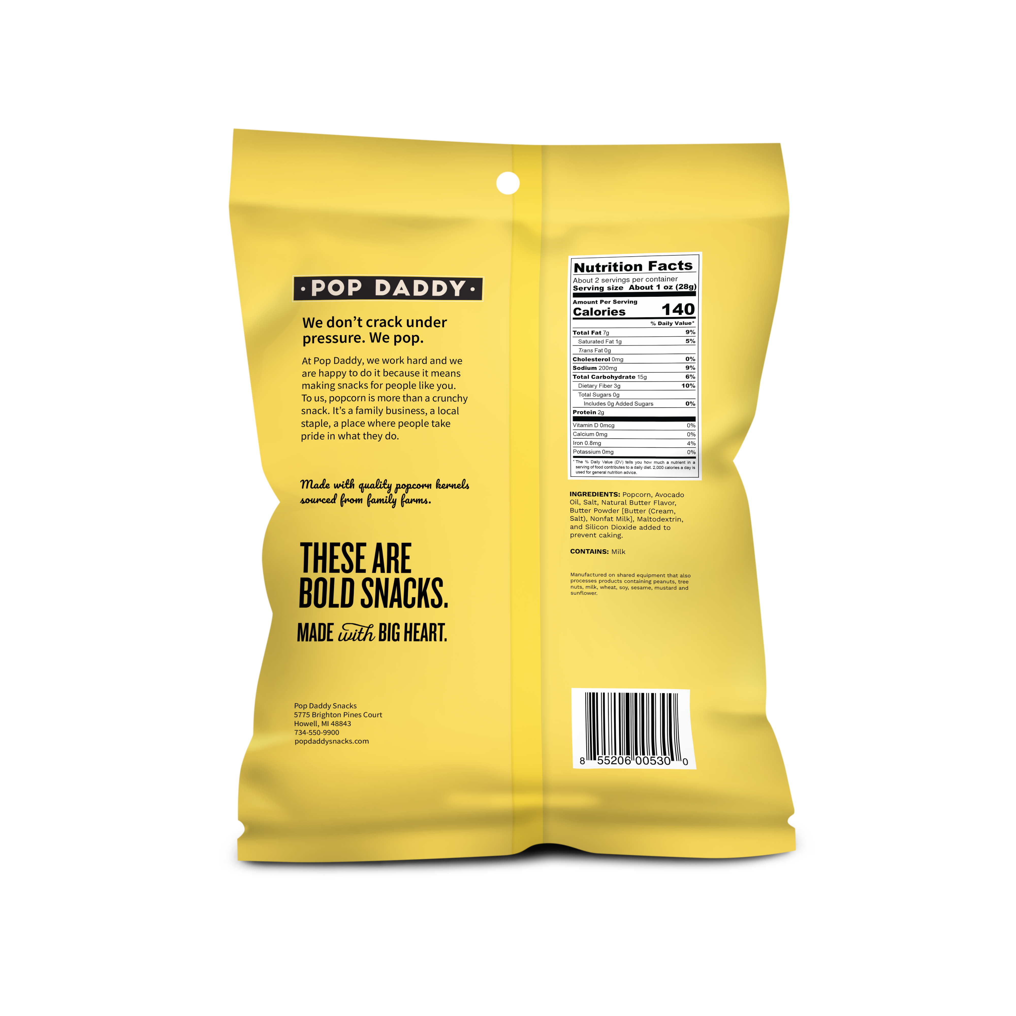 Pop Daddy Snacks - Wholesale Popcorn - Pop Daddy – Natural Butter Flavored Popcorn 2.0oz1