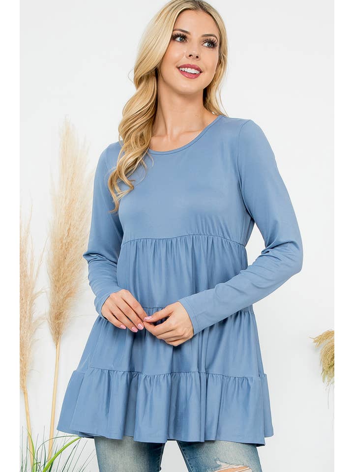 You & Me - Vendita all'ingrosso Tunica - Donna - YMT20005V-SOLID TOP A MANICHE LUNGHE A STRATI5