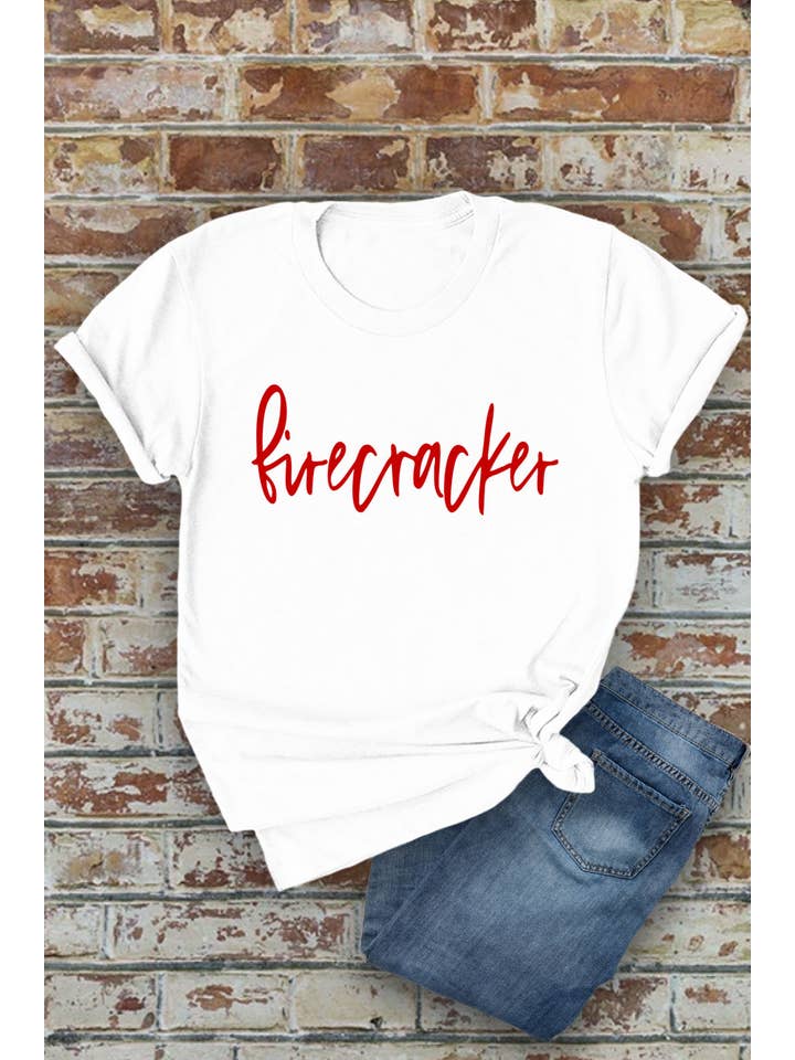 Top Avenue - Wholesale Screen Printed T-Shirt - Women's - Firecracker, 4th of July, Unisex Round Neck T-Shirt
