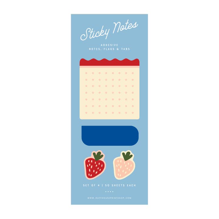 Ruff House Print Shop - Wholesale Sticky Notes - Strawberry Sticky Note Set - Page Flags and Tabs