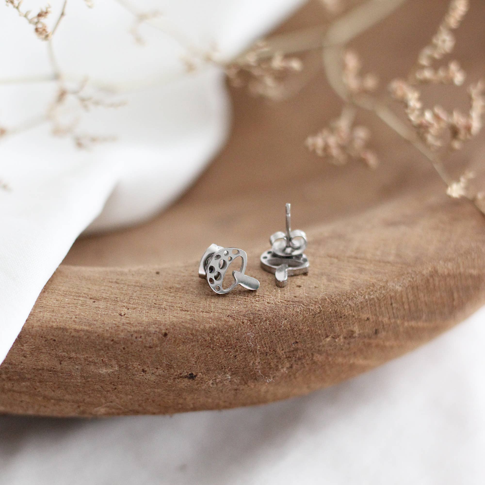 Birch Jewellery - Wholesale Stud/Post Earrings - Mini Mushroom Earrings (Silver)1