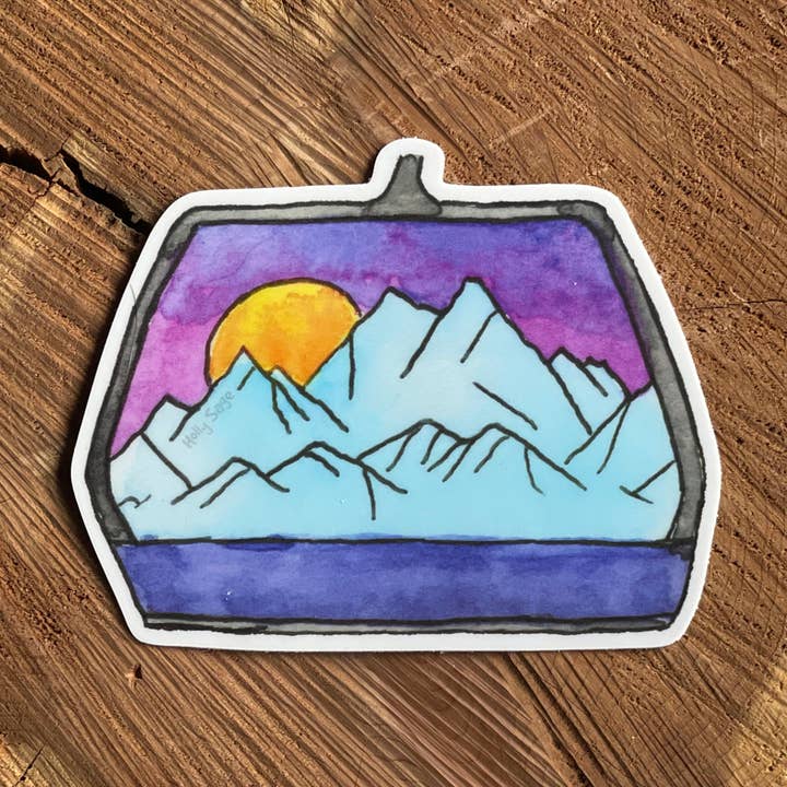 Autocollant en vinyle imperméable pour remontée mécanique pour la vente par Holly Sage Art