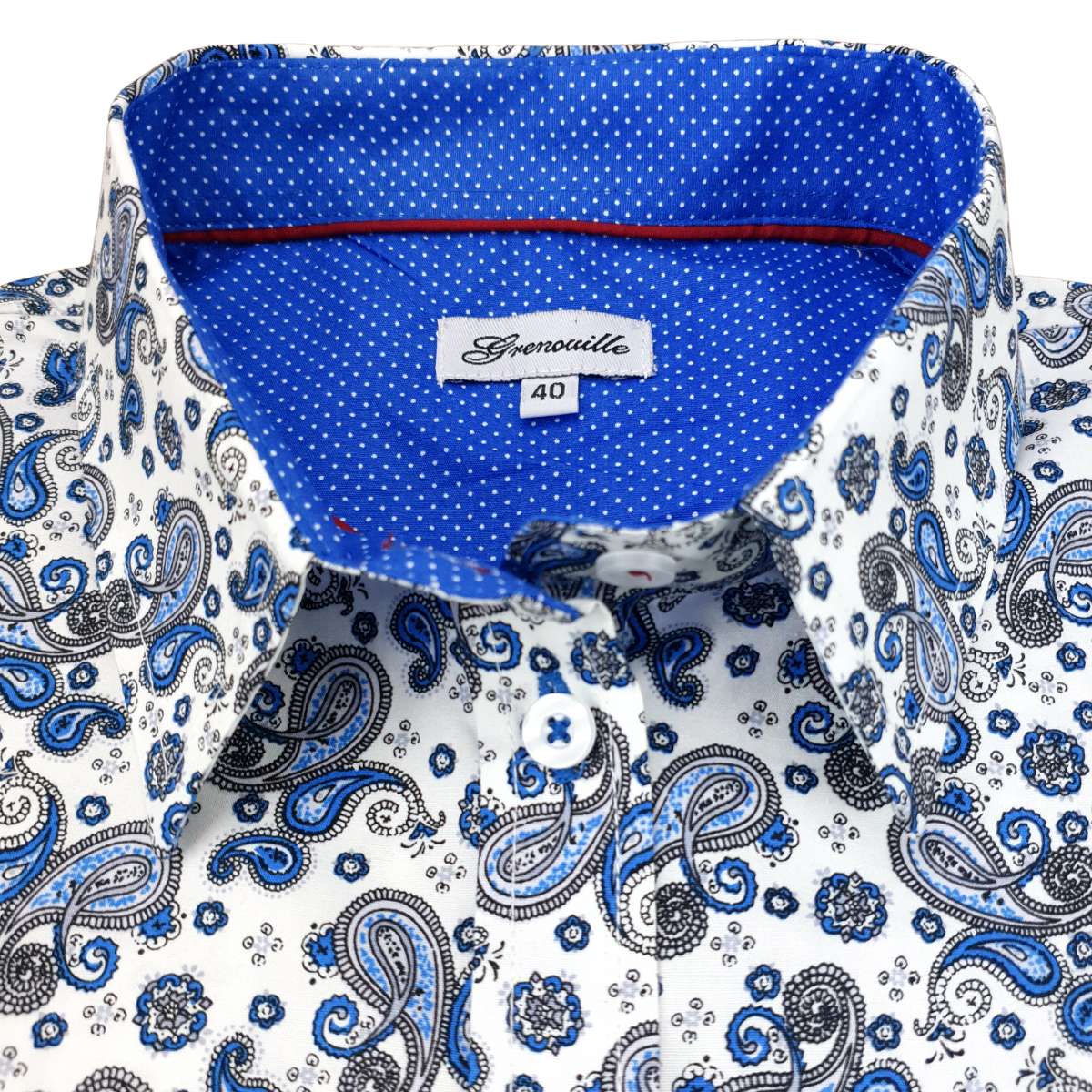 Salamander Shirts Ltd - Vente Chemise – femme - Chemise femme à manches longues bleu roi à motif cachemire4