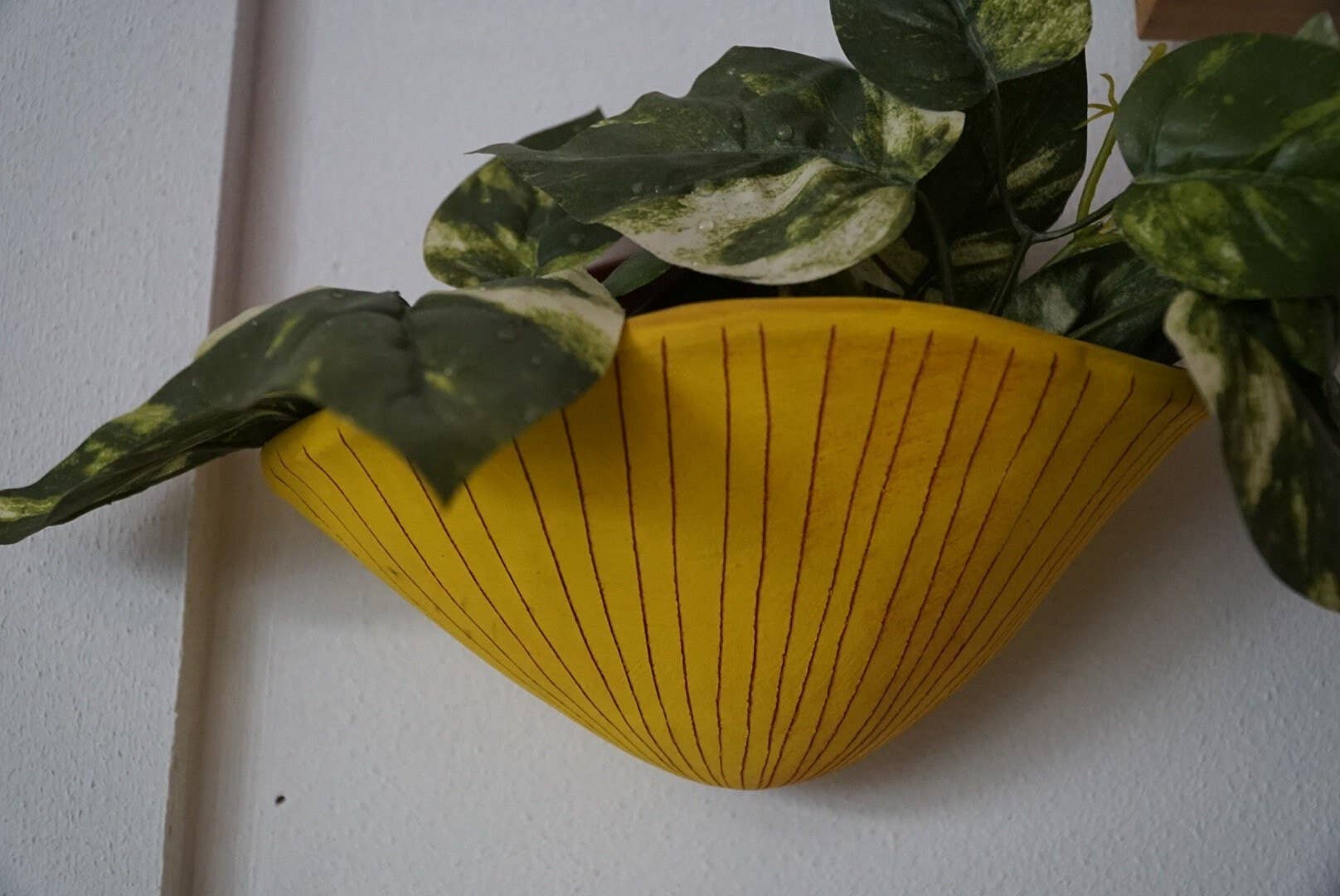 Half Light Honey - Wholesale Wall Planter - Vertical Line Wall Pocket Planter in Yellow and Terracotta3