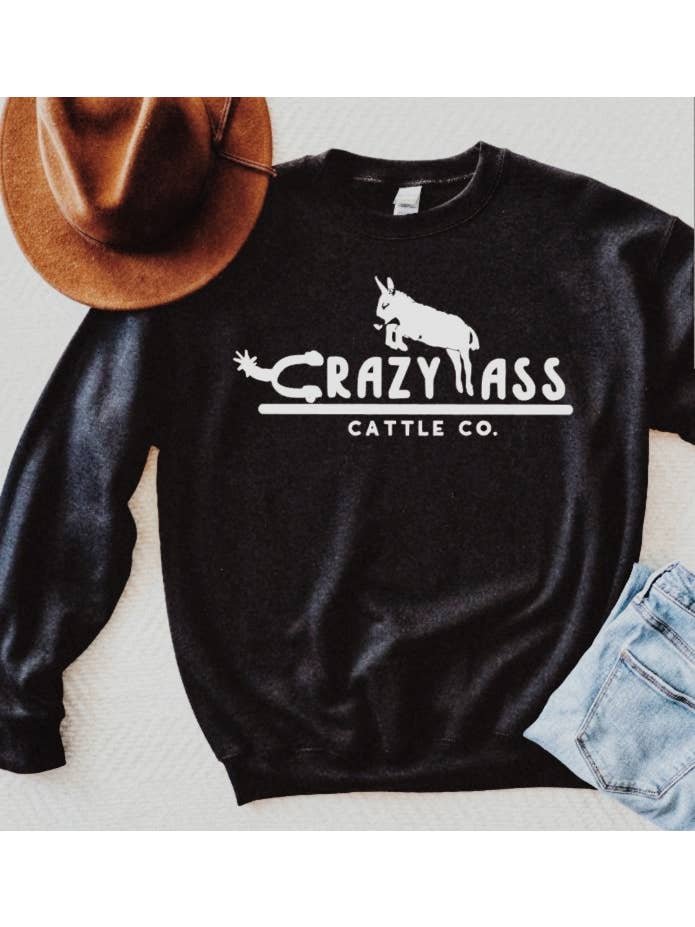 Buckin Barn Wholesale – wholesale Sweatshirt med tryck - Dam – Spur Crazy ass nötkreatur tröja