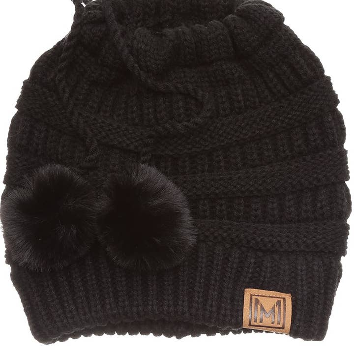 Fashion City - Wholesale Beanie – Women's - Women's Ponytail Adjustable Pom String Knit Hat