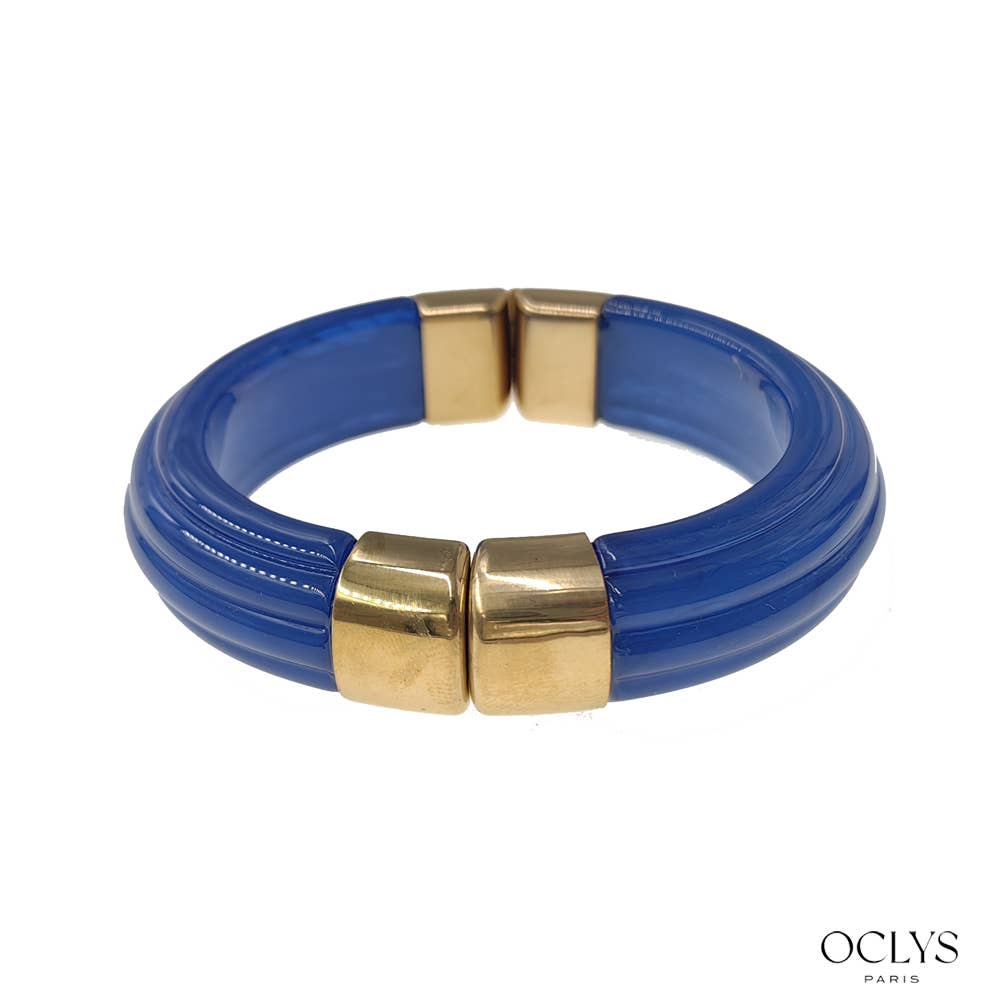 Oclys - Wholesale Bangle Bracelet - Open cuff bracelet in gold stainless steel resin Sara10