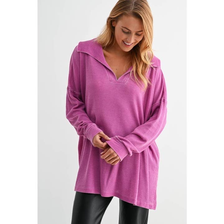 Top de Manga Comprida em Algodão Misturado para Mulher por atacado de Upmost