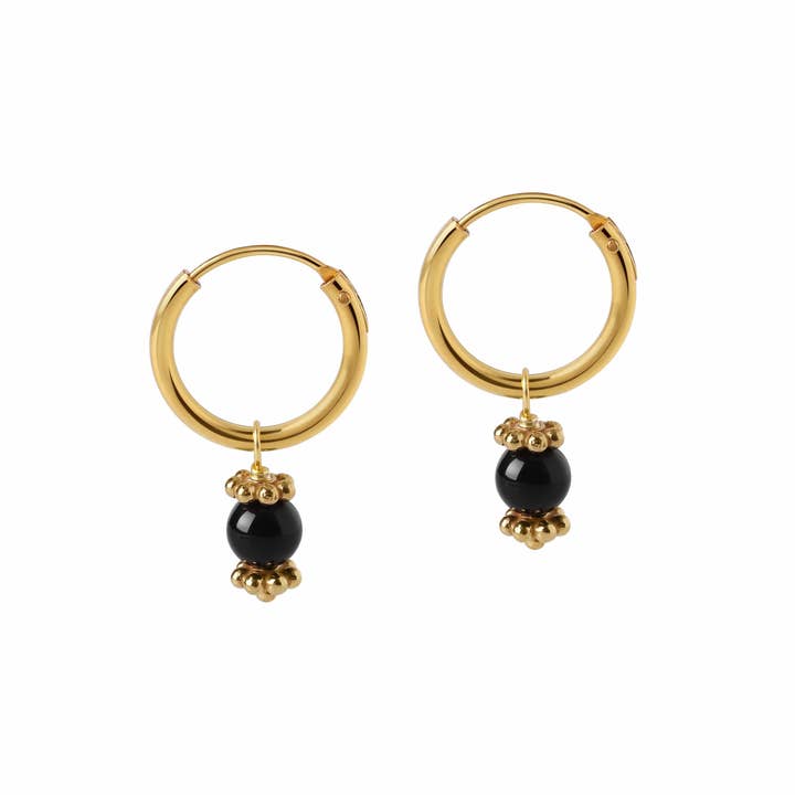 Juulry - Venta al por mayor Pendientes de aro - Aros chapados en oro con piedra turquesa