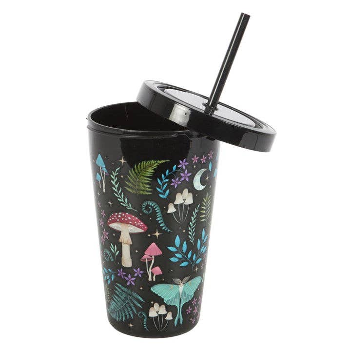 Something Different Wholesale - Wholesale Insulated Mug/Tumbler - Dark Forest Print Plastic Tumbler with Straw3