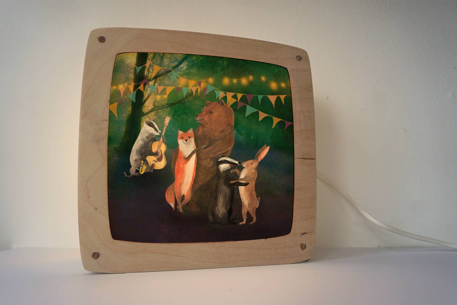 Lotte Drouen – Luz noturna por atacado – Placa decorativa com ilustração de animais lendo um livro5