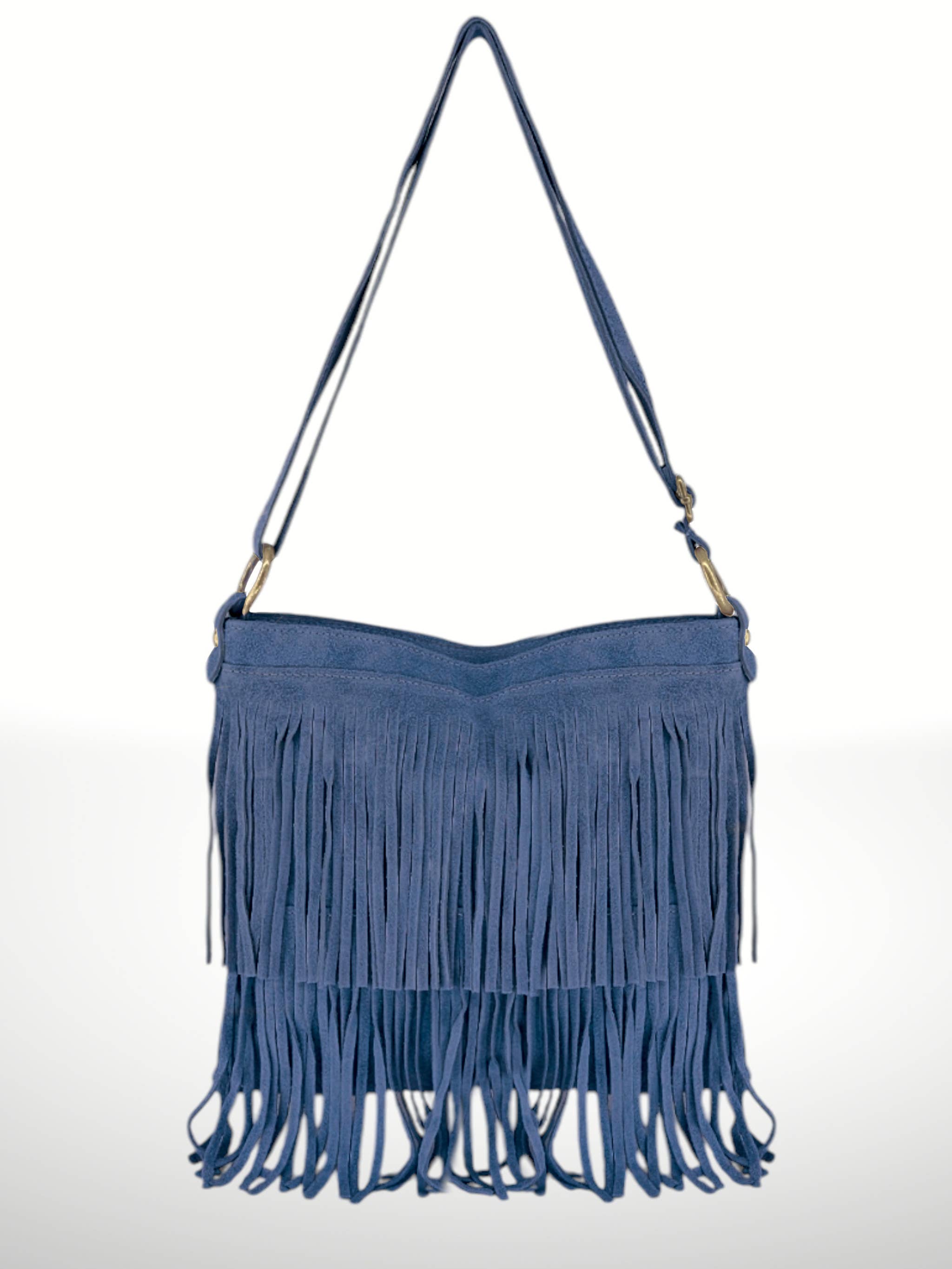 ITALIAN'S LEATHER - Wholesale Crossbodytas - Dames - Suède leren tas Cascade met franjes6