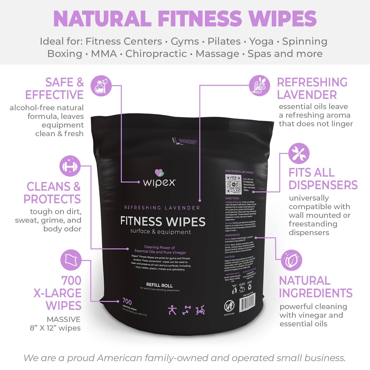 Wipex - Vente Lingettes de nettoyage multi-usage - Wipex lingettes naturelles pour équipements de fitness, rouleau de recharge 700 unités en vrac19